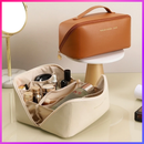 Bolsa Cosmética Couro PU Com Zíper De Maquiagem Estilo Coreano Para Viagem