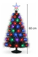 Mini Árvore de Natal Pinheirinho Fibra Óptica e Enfeites LED