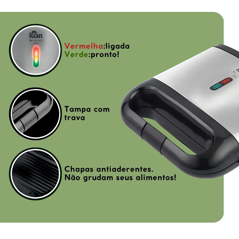 Sanduicheira Grill 2 Em 1 Preta Elétrica