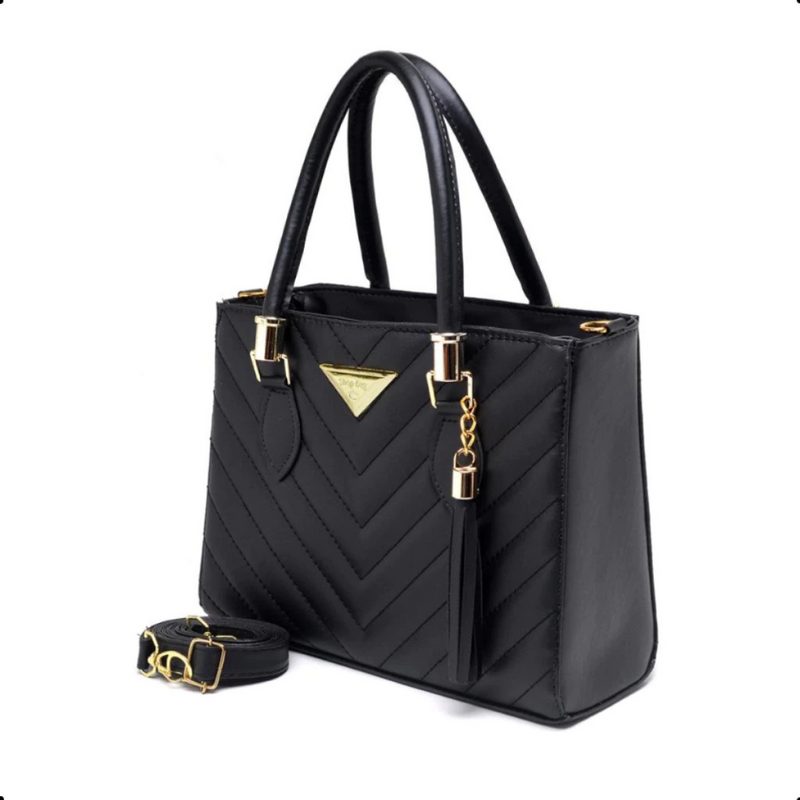 Bolsa Couro Sintético Vegas Forrada com Detalhes e Alça