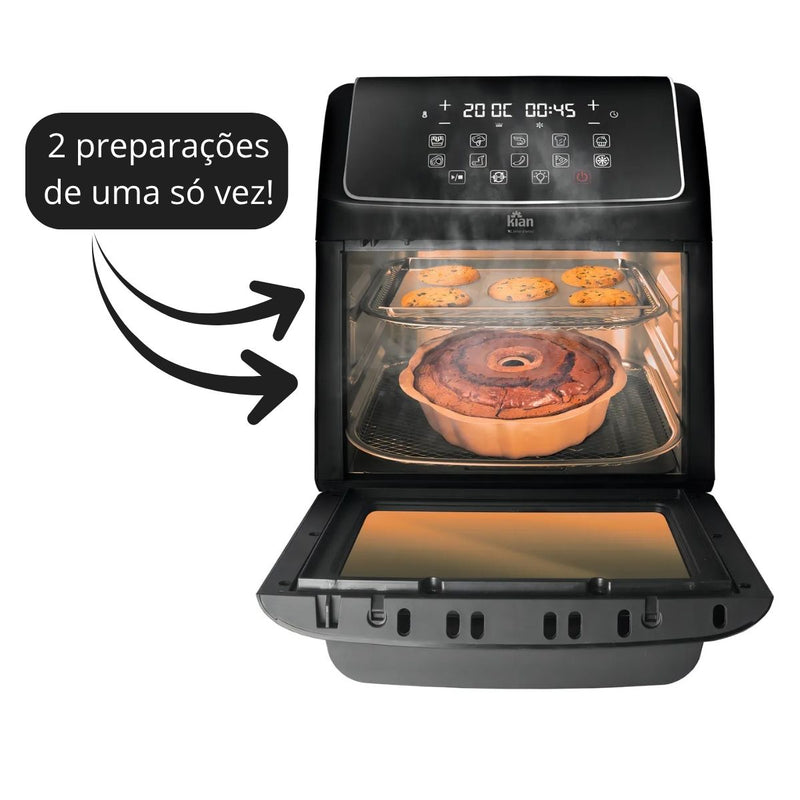 Air Fryer Premium 2 em 1 Cesto e Grade Inox Visor Digital