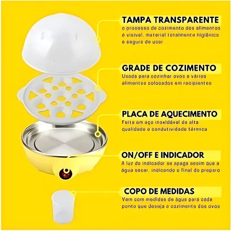 Cozedor de Ovos Elétrico 1 Andar Cozinha Multi-Função