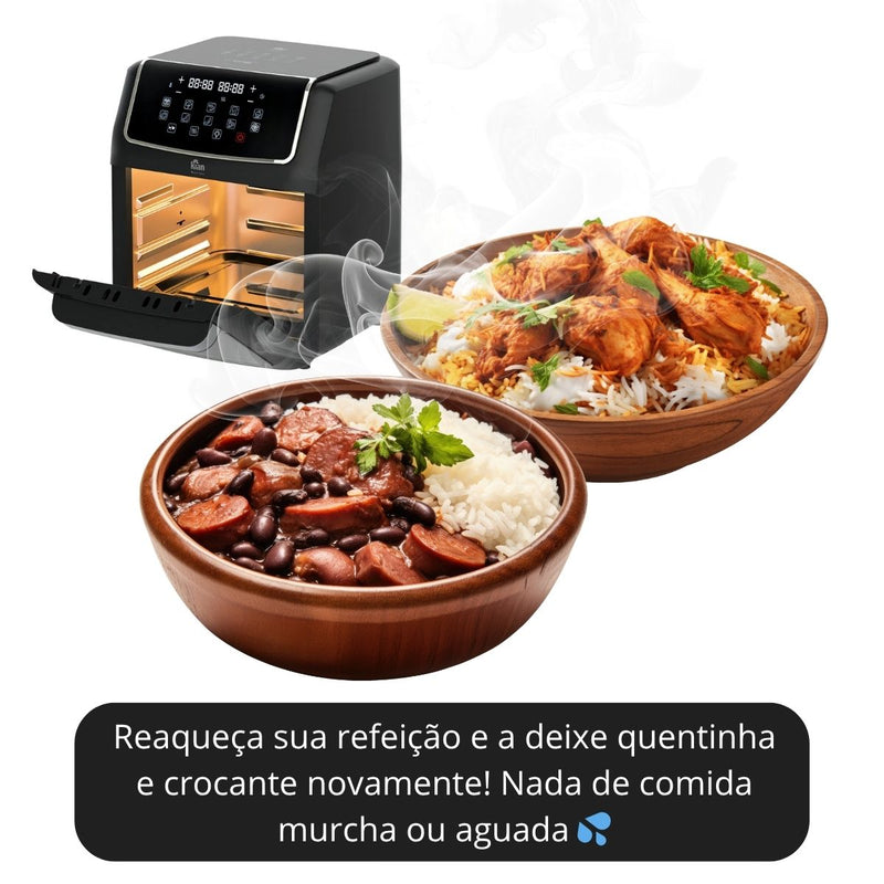 Air Fryer Premium 2 em 1 Cesto e Grade Inox Visor Digital