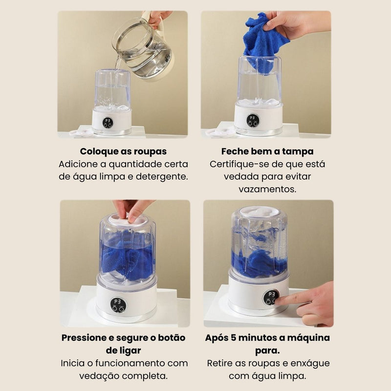 Mini Máquina de Lavar 1 Litro Portátil para Roupa Íntima