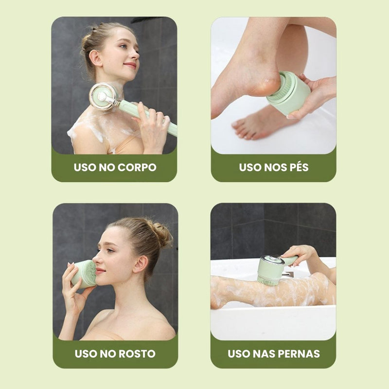 Escova de Banho Elétrica 5 em 1 Limpa Esfolia Massageia Ensaboa