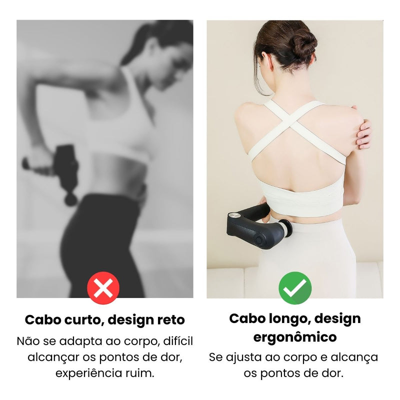 Pistola Massageadora Ergonômica Quente & Frio com 10 Ponteiras