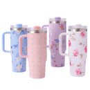 Copo Térmico Florido com Canudo 1200 ml