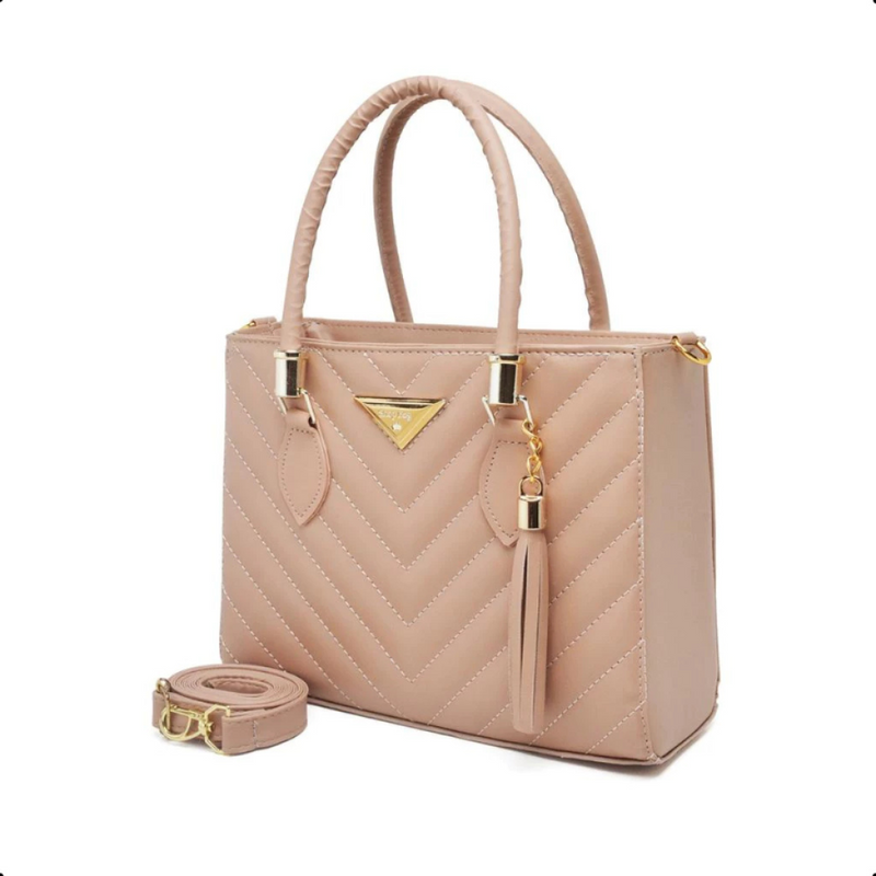 Bolsa Couro Sintético Vegas Forrada com Detalhes e Alça