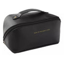 Bolsa Cosmética Couro PU Com Zíper De Maquiagem Estilo Coreano Para Viagem