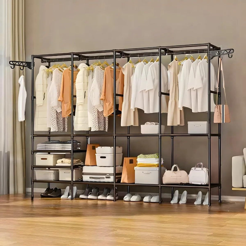 Closet Arara Grande com 4 Hastes com Cabideiro Sapateira e Prateleiras