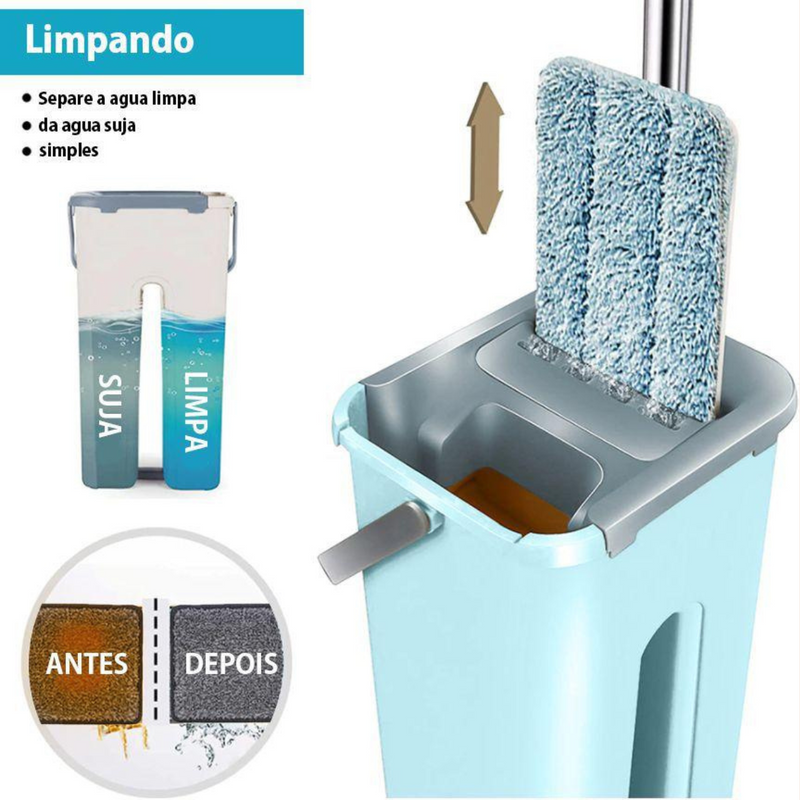 Mop Flat 5 Refis + Balde Reposição