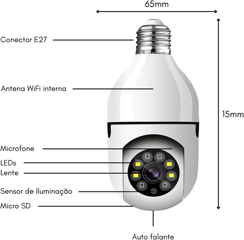 Câmera Segurança IP Wi-Fi 360° 2 Modelos