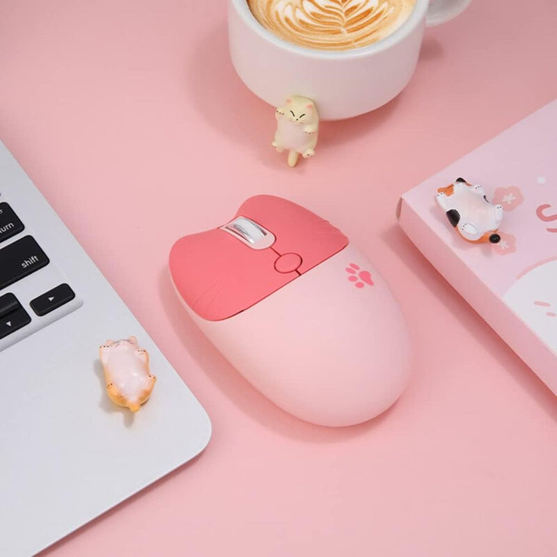 Kit Teclado e Mouse Sem Fio Rosa com Mousepad