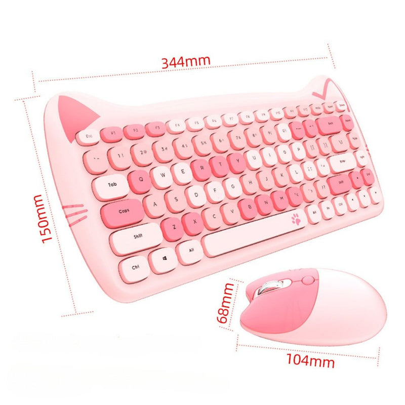 Kit Teclado e Mouse Sem Fio Rosa com Mousepad