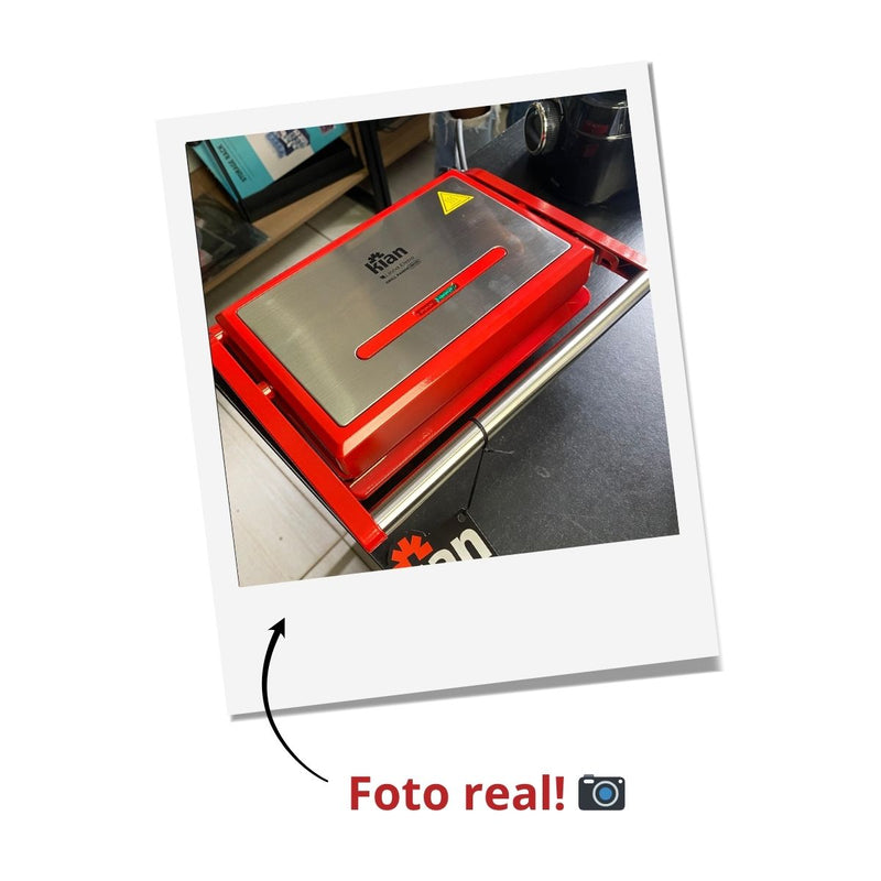 Grill Elétrico Inox Sanduicheira Antiaderente Vermelho