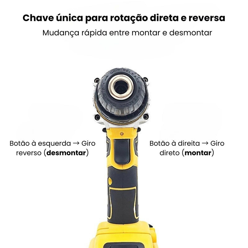 Parafusadeira Elétrica com 2 Baterias + Maleta Completa de Ferramentas