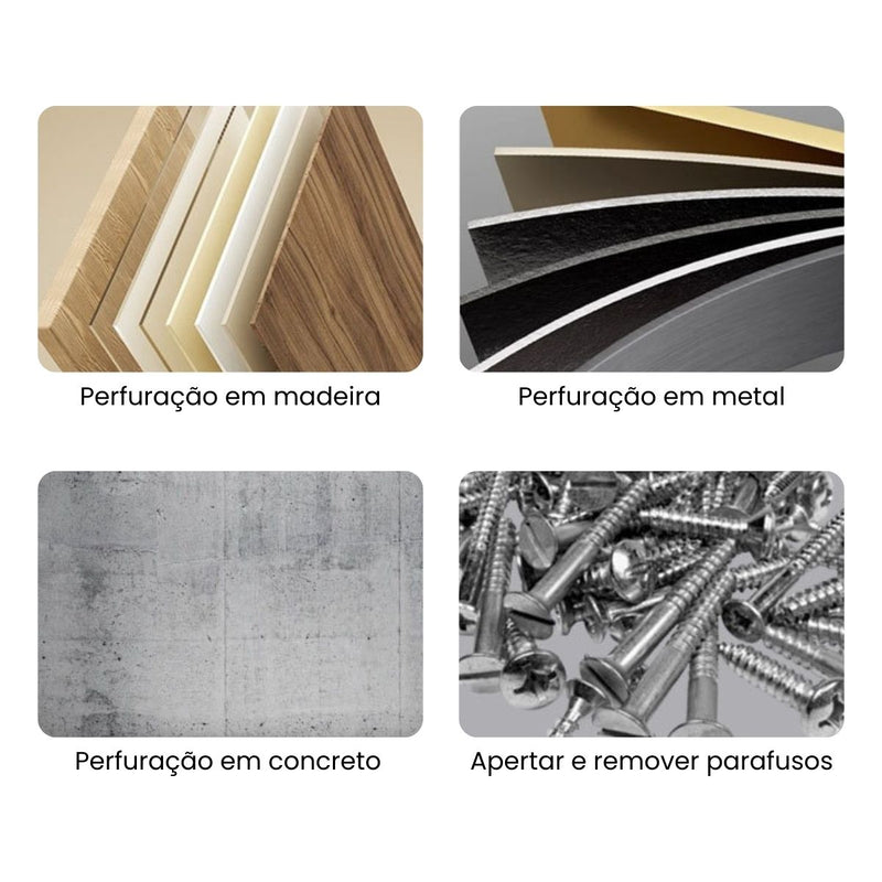 Parafusadeira Elétrica com 2 Baterias + Maleta Completa de Ferramentas