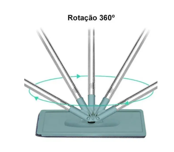 Mop Flat Rodo Multiuso Esfregão + 5 Refis Extras