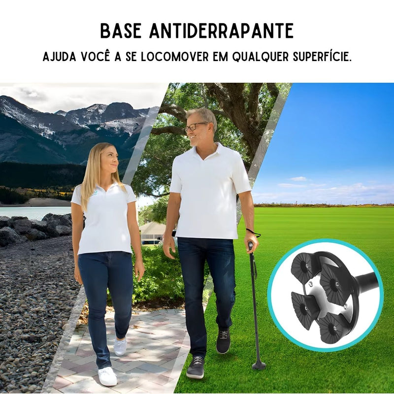 Bengala Dobrável com Apoio Lateral e Luz Led
