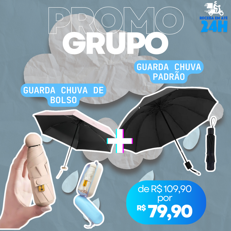 GRUPO - Guarda chuva de Bolso + Guarda Chuva Padrão