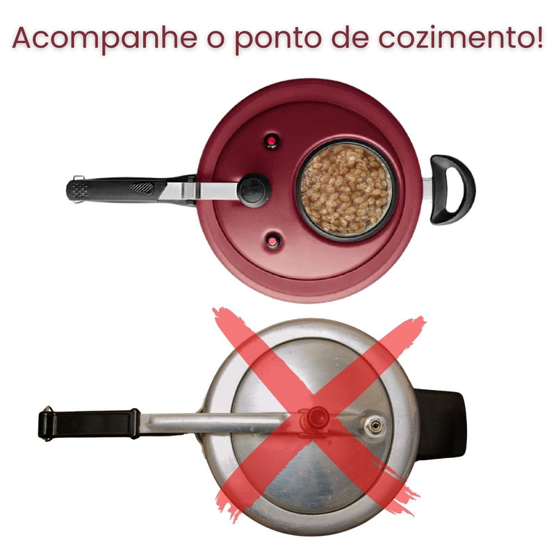 Panela de Pressão Teflon Com Visor em Vidro