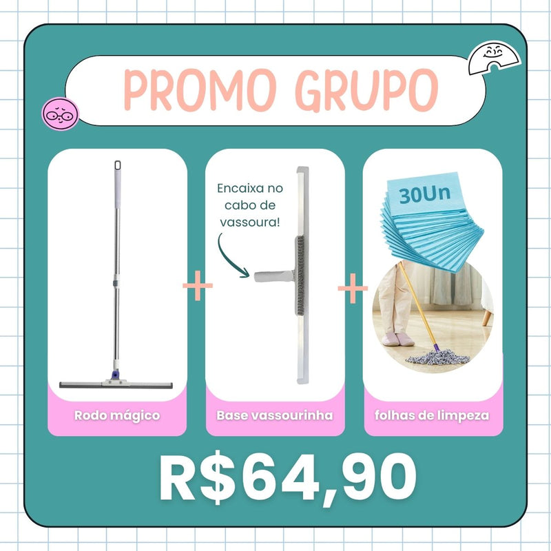 PROMO GRUPO 28/10 - Kit Limpeza (Rodo, Base Vassourinha e Lenços)