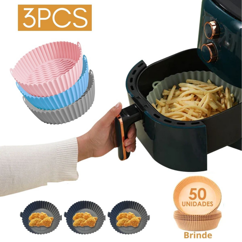 02UN Forma de Silicone para Air Fry + 50un descartável brinde + Frete Gratis